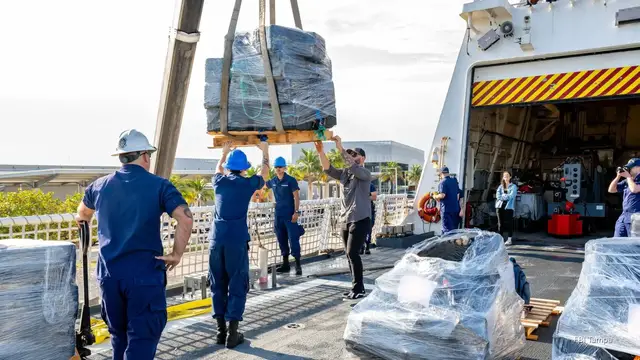 'Video thumbnail for DOJ and Coast Guard seize more than $500M in cartel drugs'