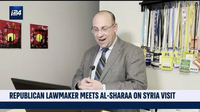 'Video thumbnail for Republican lawmaker meets Syria's Ahmed al-Sharaa'