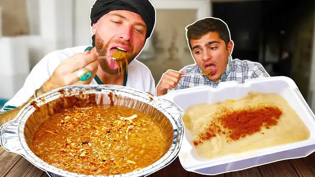 'Video thumbnail for Iraqi BREAKFAST FOOD TOUR! Kebab and Ash KINGS of Najaf IRAQ!'