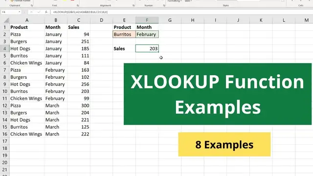 'Video thumbnail for Excel XLOOKUP Function Examples - 8 Useful XLOOKUP Examples'