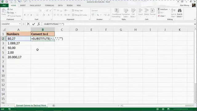 'Video thumbnail for Convert Comma to Decimal Point in Excel'