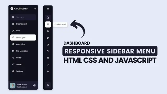 'Video thumbnail for Responsive Side Navigation Bar in HTML CSS And JavaScript _ Dashboard Sidebar Menu'