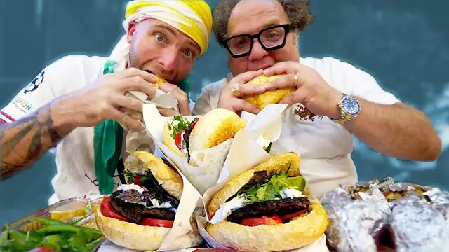 'Video thumbnail for Persian HAMBURGER MOUNTAIN in Shiraz, Iran! Amazing SHIRAZI Iranian STREET FOOD!'