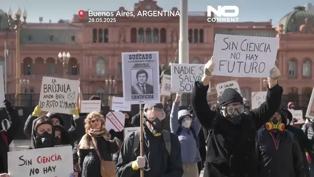 'Video thumbnail for Scientists in Argentina march against Milei’s research budget cuts'