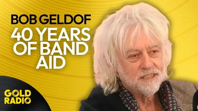'Video thumbnail for Bob Geldof recalls David Bowie 'genius' at Band Aid as he launches new 40th anniversary version'