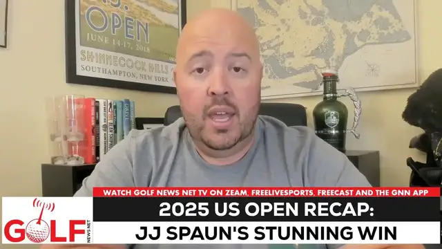 'Video thumbnail for JJ Spaun wins 2025 US Open in stunning Oakmont finish'