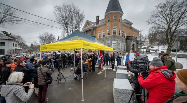 'Video thumbnail for Historic US-Canada library faces division as new entrance limits cross-border access'