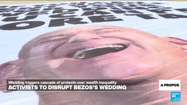 'Video thumbnail for Bezos wedding venue disruption 'a symbolic victory for people power', activist group says'