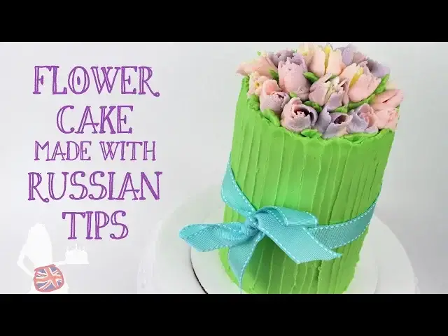 'Video thumbnail for Flower Cake Made With Russian Tips'