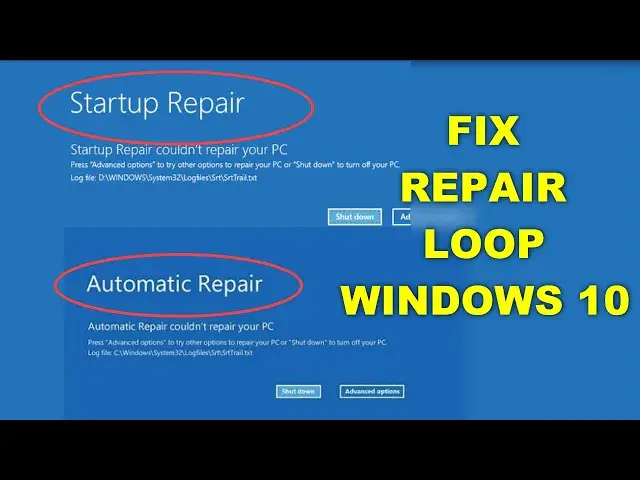 'Video thumbnail for Fix Automatic Startup Repair Loop in Windows 10 - Startup repair couldn’t repair your PC.'