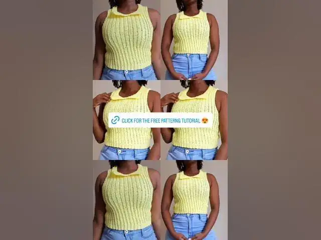 'Video thumbnail for how to crochet a collared top tutorial#crochet #crochetcollartop'