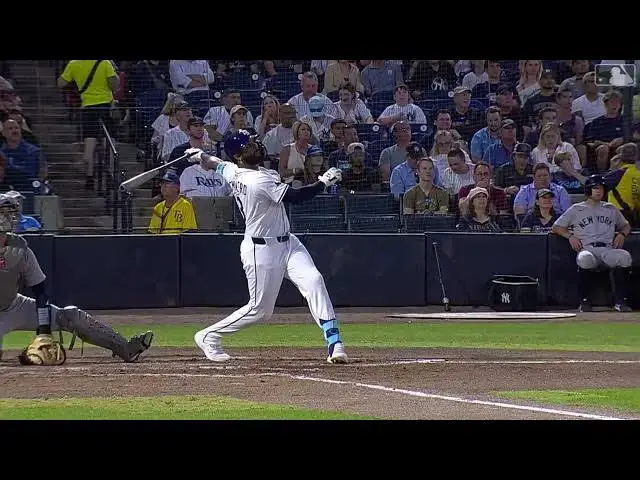 'Video thumbnail for Junior Caminero BLASTS a Two-Run Home Run! | 5th HR of 2025 | Tampa Bay Rays | 04/17/2025'