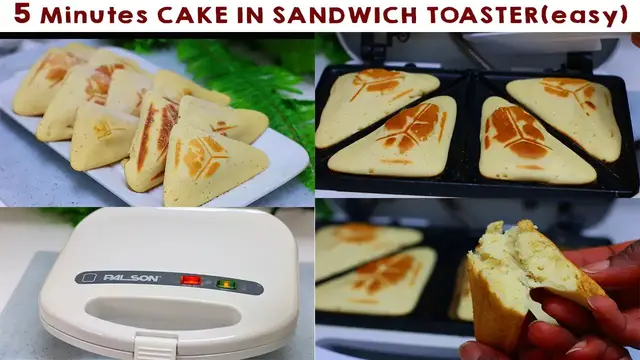 'Video thumbnail for MAKE CAKE IN A SANDWICH MAKER - 5 minutes Cake in a Sandwich Maker / Sandwich toaster tea cakes'