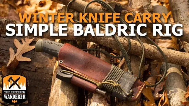 'Video thumbnail for Winter Knife Carry, Simple Baldric Rig'