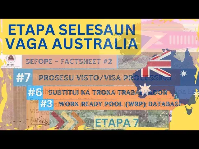 'Video thumbnail for Prosesu Selesaun Vaga Australia - SEFOPE Factsheet #2'