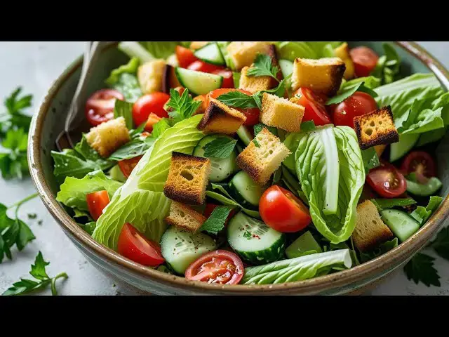 'Video thumbnail for Fattoush: Lebanese Bread and Vegetable Salad'