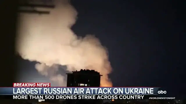 'Video thumbnail for Breaking: Russia’s Largest Airstrike on Ukraine – 539 Drones & 11 Missiles in 7‑Hour Raid'