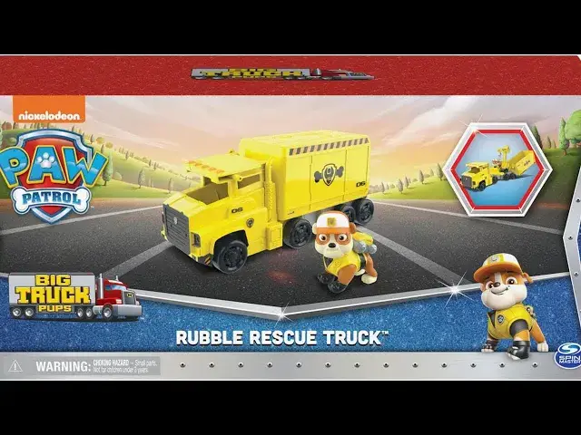 'Video thumbnail for Paw Patrol toy - Big Truck Pup’s Rubble Transforming Toy Trucks with Collectible Action Figure!'