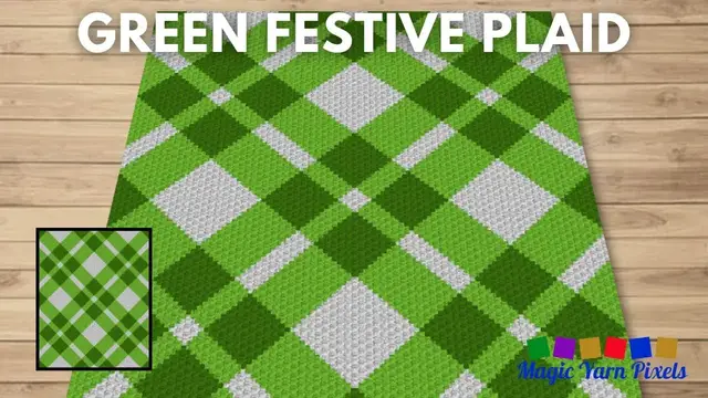 'Video thumbnail for FREE GRAPH - Green Festive Plaid - C2C & Tapestry Crochet Pattern | Magic Yarn Pixels'