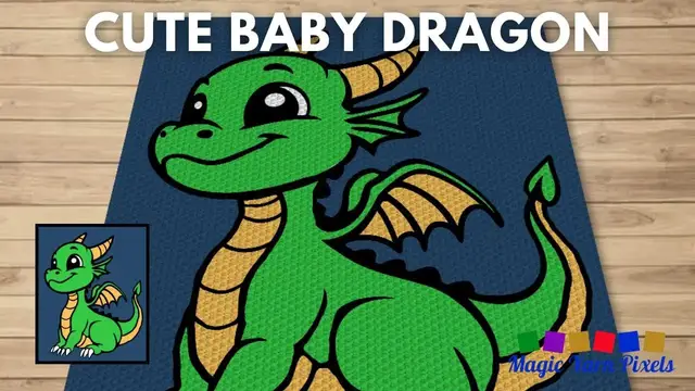 'Video thumbnail for FREE GRAPH - Cute Baby Dragon - C2C & Tapestry Crochet Pattern | Magic Yarn Pixels'
