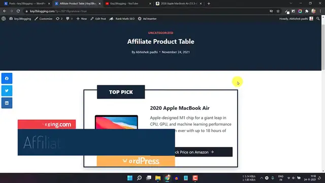 'Video thumbnail for How to Create Affiliate Product Table in WordPress _ Kadence theme Tutorial'
