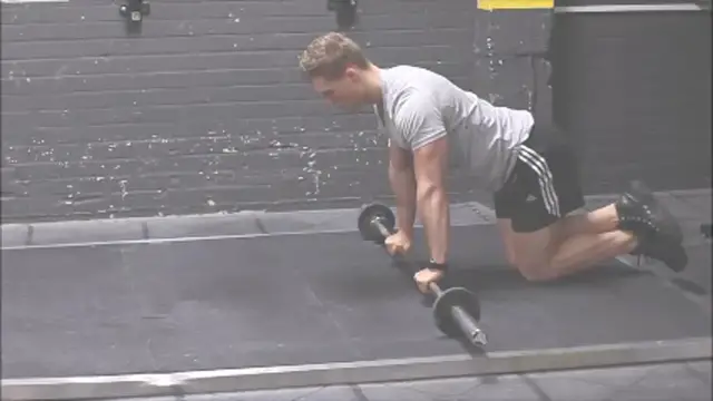 'Video thumbnail for Barbell Ab Rollout on Knees | Fitzport.com'