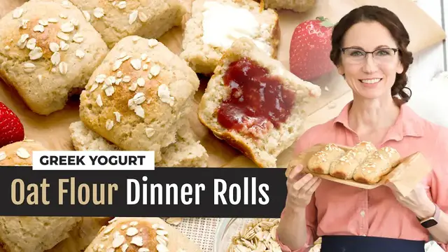 'Video thumbnail for Oat Flour Dinner Rolls with Greek Yogurt | No Yeast | Gluten-Free'