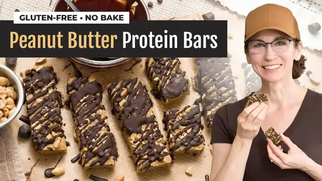 'Video thumbnail for No-Bake Peanut Butter and Chocolate Protein Bars | Gluten-Free'