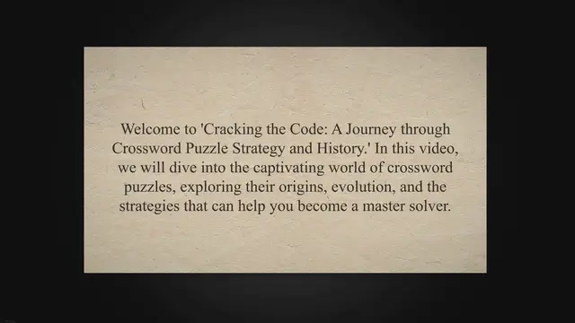 'Video thumbnail for Cracking the Code: A Journey through Crossword Puzzle Strategy and History'