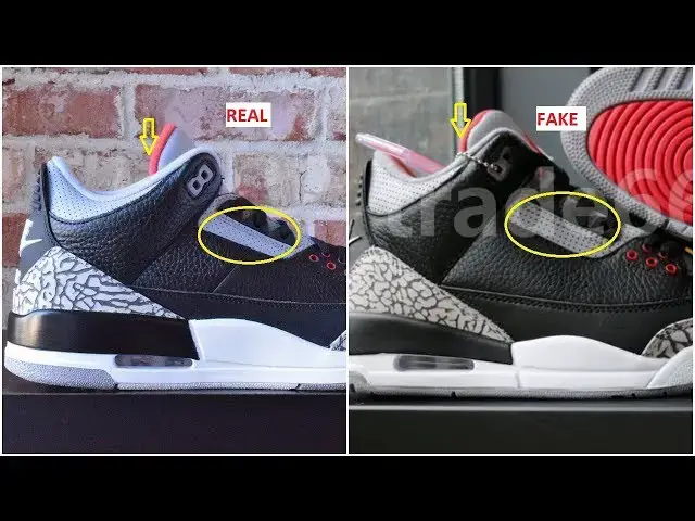 'Video thumbnail for Fake Air jordan 3 black Cement Spotted-Quick Ways To identify them'