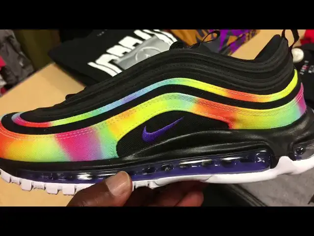 'Video thumbnail for Quick Look At The Nike Air max 97 Rainbow Tie Dye CK0841-001'