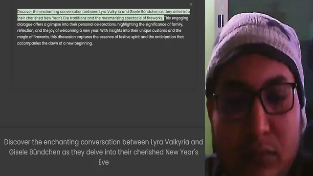 'Video thumbnail for Discover the enchanting conversation between Lyra Valkyria and Gisele Bündchen as they delve into their cherished New Year's Eve traditions and the mesmerizing spectacle of fireworks. This engaging dialogue offers a glimpse into their per'