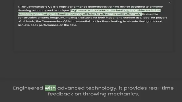 'Video thumbnail for 1. The Commanders QB is a high-performance quarterback training device designed to enhance throwing accuracy and technique. Engineered with advanced technology, it provides real-time feedback on throwing mechanics, allowing athletes to re'