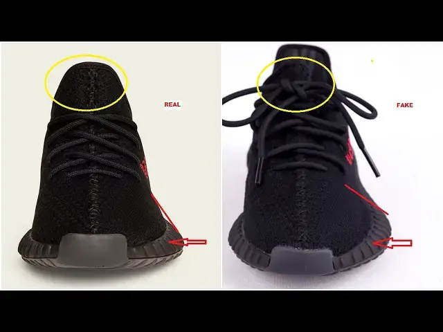 'Video thumbnail for Fake Adidas Yeezy Boost 350 V2 Black Red CP9652 Spotted- Quick Tips To Avoid Them'