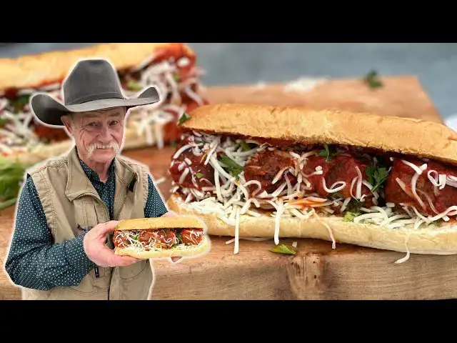 'Video thumbnail for Cheesy Meatball Sub Sandwiches with Easy Homemade Marinara Sauce'