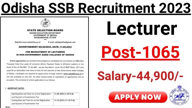 'Video thumbnail for SSB Odisha Lecturer Recruitment 2023//SSB Lecturer Recruitment 2023 Apply'