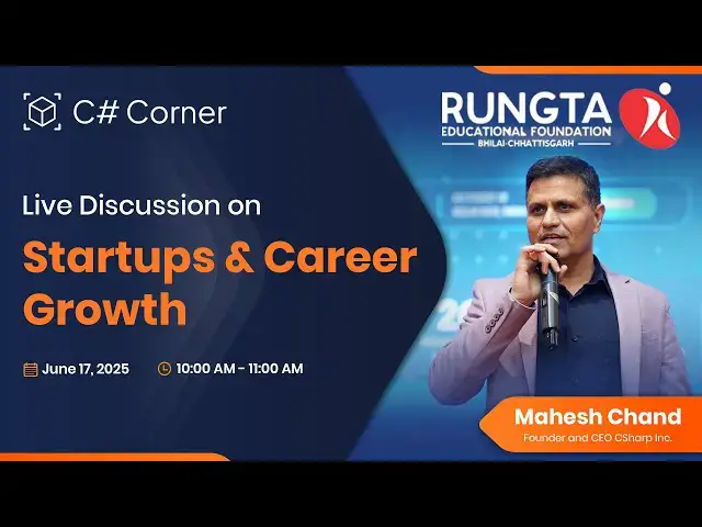 'Video thumbnail for Live Discussion on Startups and Career Growth ft. Mahesh Chand'