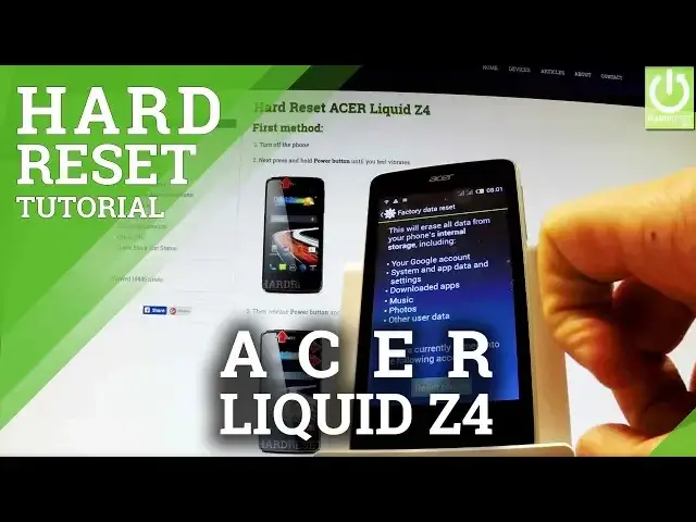 'Video thumbnail for How to Hard Reset ACER Liquid Z4 - Delete All Data / Reset Android'