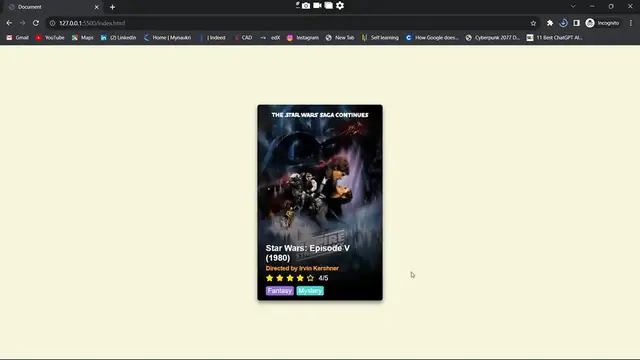 'Video thumbnail for Movie Card With Hover Effect Using HTML & CSS.'