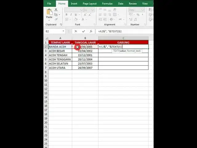 'Video thumbnail for MENGGABUNGKAN TEMPAT DAN TANGGAL LAHIR DI EXCEL'