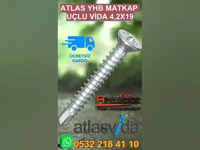 'Video thumbnail for Atlas Matkap Uçlu Vida 4,2×19 #vida #atlasvida #suntavidası #MatkapUçluVida'