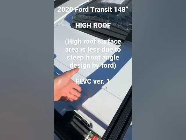 'Video thumbnail for Can you fit 3x 55x28” solar panels + vent fan on a Ford Transit 148” High Roof?'