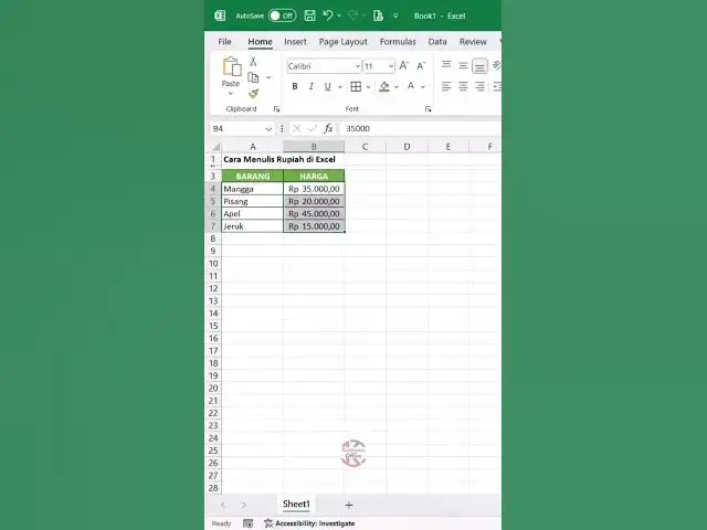 'Video thumbnail for Cara Menulis Rupiah di Excel #excel'