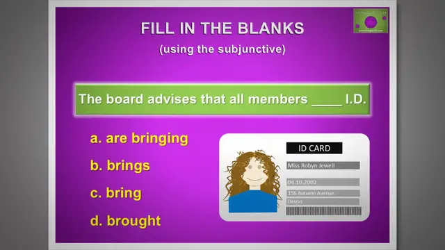 'Video thumbnail for Subjunctive Mood Grammar Quiz: Fill in the Blanks #2'