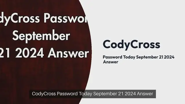 'Video thumbnail for CodyCross Password Today September 21 2024 Answer'