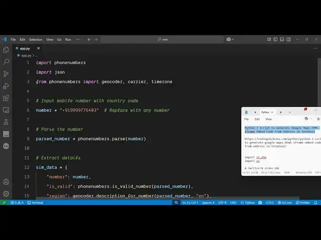 'Video thumbnail for Python 3 Script to Extract & Track Sim Card & Carrier Details Using Mobile Number and Save as JSON'