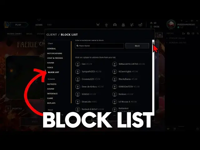 'Video thumbnail for How to Open Blocklist in League of Legends - Find Block List in LOL'