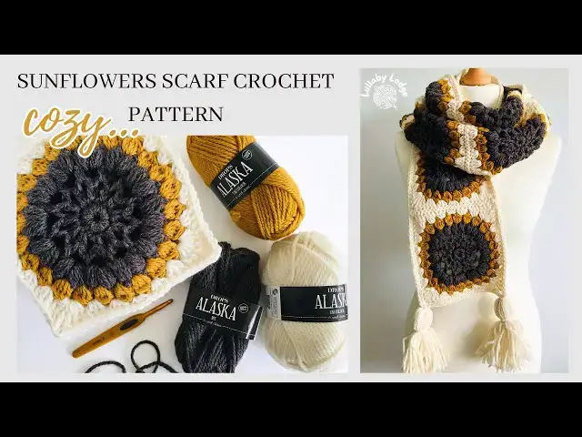 'Video thumbnail for How to Make A Beautiful Sunflower Granny Square Scarf'