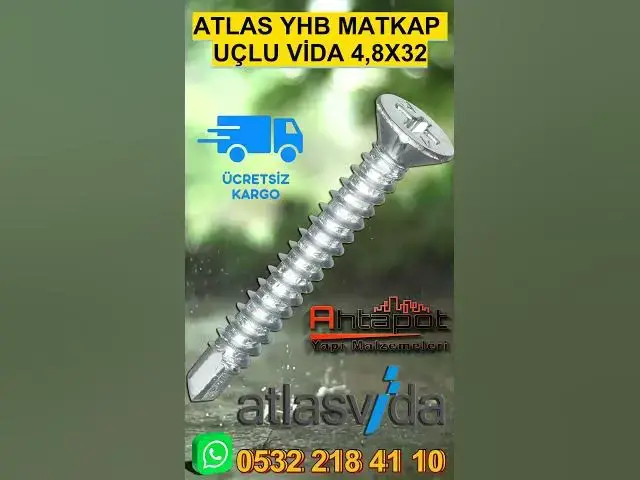 'Video thumbnail for Atlas Matkap Uçlu Vida 4,8×32 #vida #atlasvida #suntavidası #MatkapUçluVida'