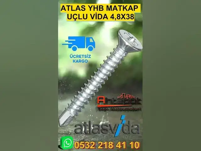 'Video thumbnail for Atlas Matkap Uçlu Vida 4,8X38 #vida #atlasvida #suntavidası #MatkapUçluVida'